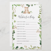 Papier Baby shower Ours Voeux Pour Bébé (Devant / Derrière)