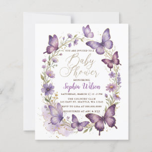 Papier Baby shower papillon pailleté or violet Budget