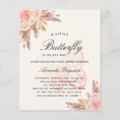 Papier Baby shower papillon rose beige pampa invitation (Devant)