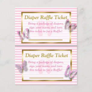 Papier Baby shower Papillon rose et or Refus de couche de