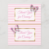 Papier Baby shower Papillon rose et or Refus de couche de (Dos)
