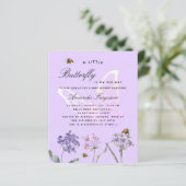 Papier Baby shower papillon violet invitation budgétaire (Debout devant)