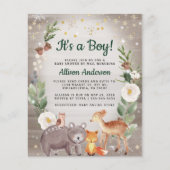 Papier Baby shower par la poste des animaux de bois d'hiv (Devant)