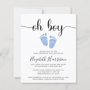 Papier Baby shower Par Mail Oh Boy Blue Budget Invitation