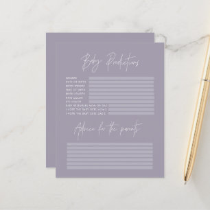 Papier Baby shower parti prédictions jeu lilas violet