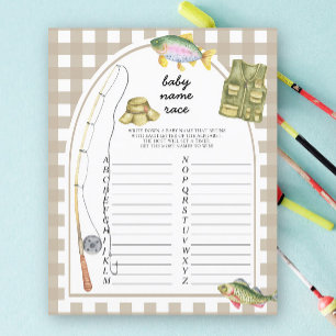Papier Baby shower pêcheur - Jeu de course pour le nom du