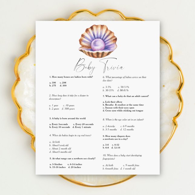 Papier Baby shower perle - Baby Trivia jeu (Créateur téléchargé)