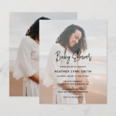 Papier Baby shower photo moderne Budget Invitation (Devant / Derrière)