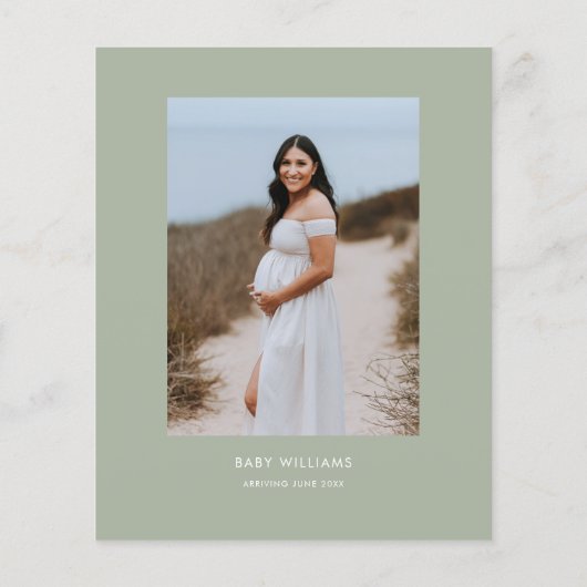 Papier Baby shower photo vert Boho Sage moderne Invitatio (Dos)