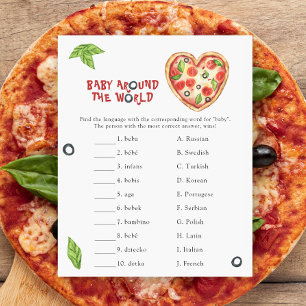 Papier Baby shower pizza - jeu de bébé autour du monde
