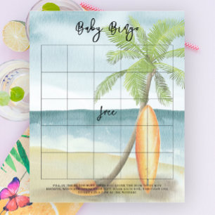 Papier Baby shower plage Surf - Jeu de bingo bébé