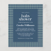 Papier Baby shower Plaid Bleu Rétro (Devant)