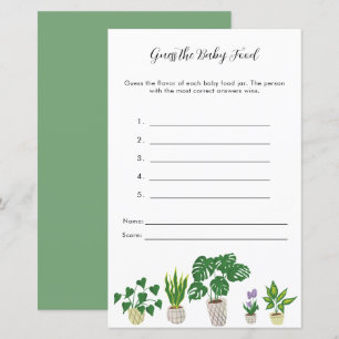 Papier Baby shower Plante pointé Guess the Baby Food Game