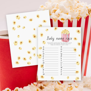 Papier Baby shower Popcorn - Baby name race game