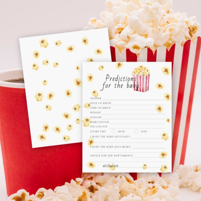 Papier Baby shower Popcorn Prédictions et conseils bébé (Créateur téléchargé)
