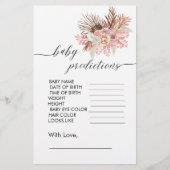 Papier Baby shower Prédiction Boho Dusty Rose Floral (Devant)