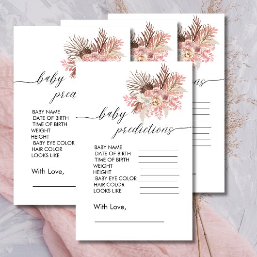 Papier Baby shower Prédiction Boho Dusty Rose Floral