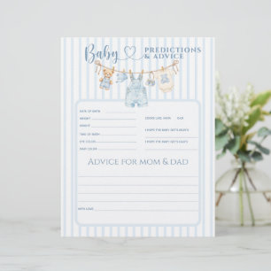 Papier Baby-Shower Prédiction Garçon Jean Bleu