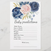 Papier Baby shower Prédiction Jeu Marine Blush Rose Flora (Devant)