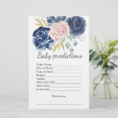 Papier Baby shower Prédiction Jeu Marine Blush Rose Flora (Debout devant)