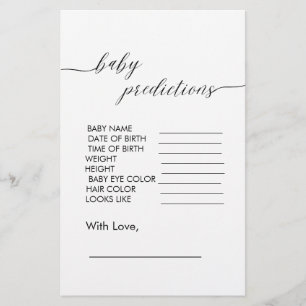 Papier Baby shower Prédiction Minimaliste moderne Simple