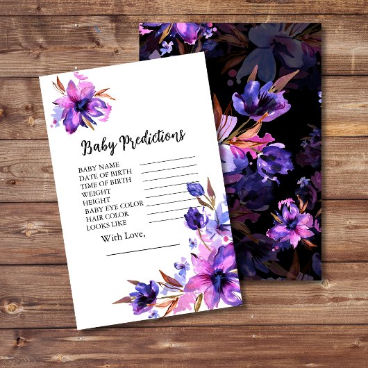 Papier Baby shower Prédiction Purple Rose Lavande Flower