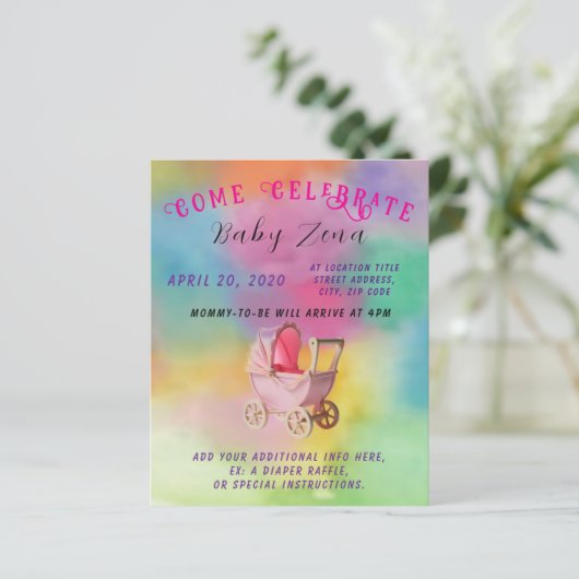 Papier Baby shower princesse Tye-Dye (Debout devant)