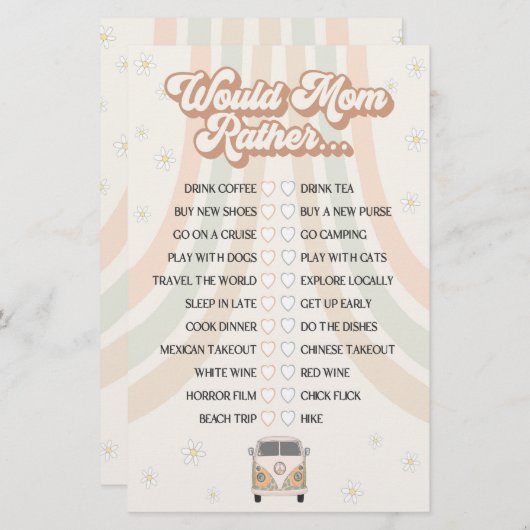 Papier baby shower rétro super serait maman plutôt jeu (Devant / Derrière)