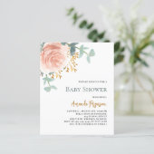 Papier baby shower rose à budget floral or or (Debout devant)