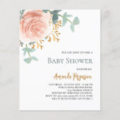 Papier baby shower rose à budget floral or or (Devant)