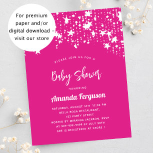 Papier Baby shower rose blanc étoiles invitation budget