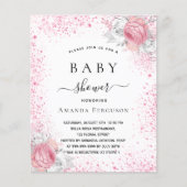 Papier Baby shower rose blanc parties scintillant fille i (Devant)