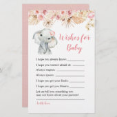 Papier Baby shower rose Boho Elephant souhaits pour bébé (Devant / Derrière)