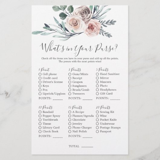 Papier Baby shower Rose Boho Qu'y a-t-il dans votre sac (Devant)