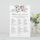 Papier Baby shower Rose Boho Qu'y a-t-il dans votre sac (Debout devant)