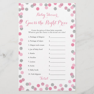 Papier Baby shower rose et argent Prix du jeu droit