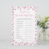 Papier Baby shower rose et argent Prix du jeu droit (Debout devant)