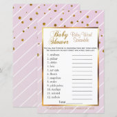 Papier Baby Shower Rose et Or Bébé - Mots Mêlés (Devant / Derrière)