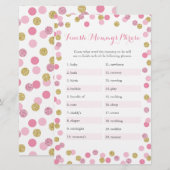 Papier Baby shower rose et or Finish Mommy's Phrase Game (Devant / Derrière)