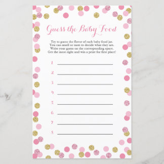 Papier Baby shower rose et or Guess the Baby Food Game