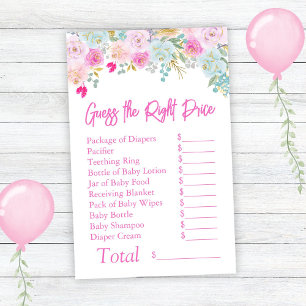 Papier Baby shower rose floral fille devine le bon prix