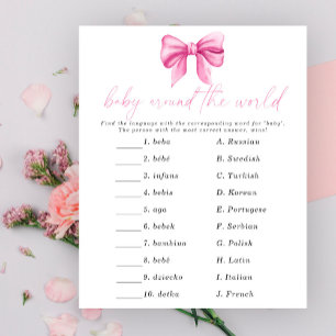 Papier Baby shower rose - Jeu bébé autour du monde