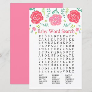 Papier Baby shower rose Jeu de recherche de mots
