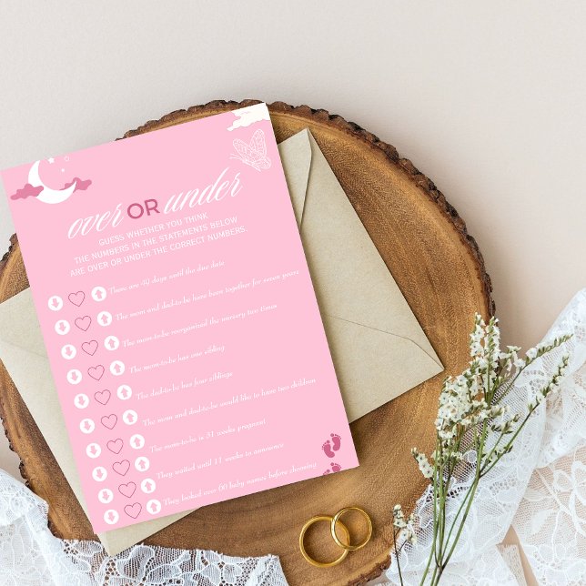 Papier baby shower rose Jeu Plus ou moins? (Créateur téléchargé)