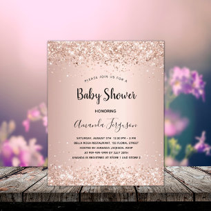 Papier Baby shower rose or fille budget invitation