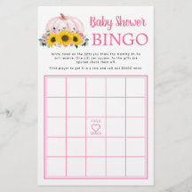 Baby shower rose tournesol citrouille Jeu de Bingo