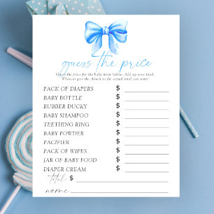 Papier Baby shower ruban bleu - Jeu devinez le prix