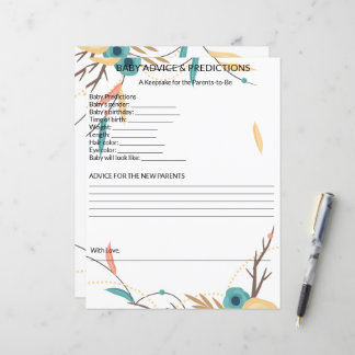 Papier Baby Shower Rustique Bohème Conseils et Prédiction