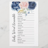 Papier Baby shower Scramble Jeu Marine Blush Rose Floral (Devant)