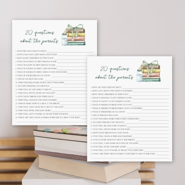 Papier baby shower storybook - 20 questions sur parent (Créateur téléchargé)